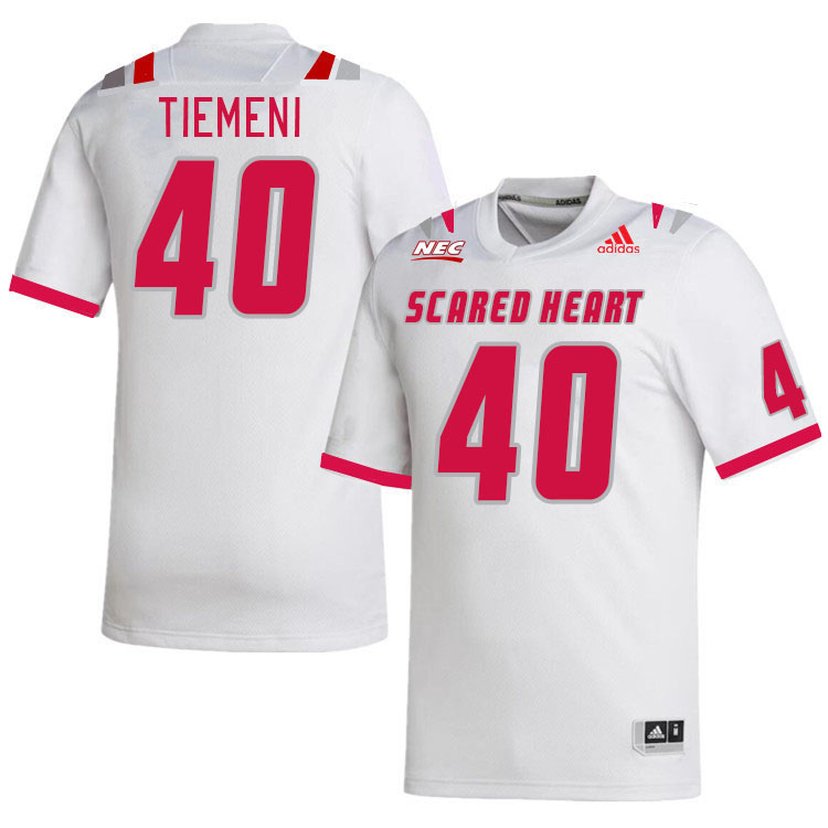 Men-Youth #40 Carlex Tiemeni Scared Heart Pioneers 2023 College Football Jerseys Stitched-White